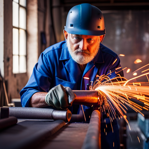 An image of a skilled welder carefully joining upholstery materials, using precise and steady hand movements