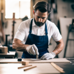 An image of a professional upholsterer carefully crafting a custom piece of furniture in a well-lit, organized workshop