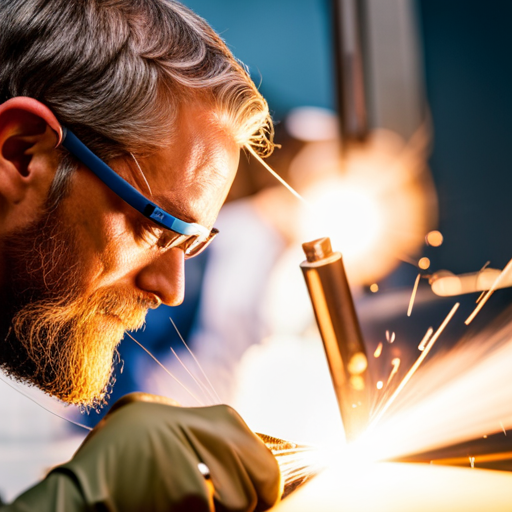 a close-up image of a skilled technician customizing upholstery welding equipment, carefully adjusting settings and adding specialized attachments for unique projects