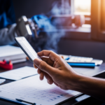 An image of a hand holding a spreadsheet with detailed financial records for an upholstery welding business