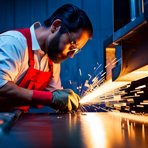 An image of a skilled craftsman using a precision welding tool to seamlessly join two pieces of upholstery fabric