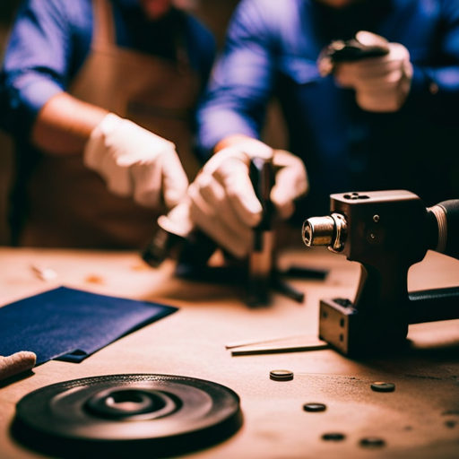 An image of upholstery welding professionals at a networking event, exchanging business cards and discussing industry tips