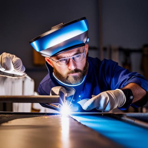 An image of a skilled upholsterer carefully welding together a metal frame for a custom piece of furniture