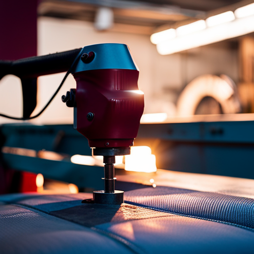 An image of a well-lit upholstery welding workshop, with bright ambient lighting illuminating the intricate details of welded designs on various upholstery pieces