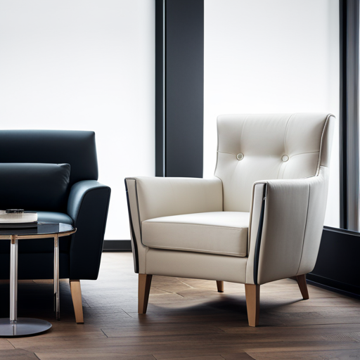 An image of a sleek, modern chair with clean lines and minimalist upholstery in a monochromatic color scheme